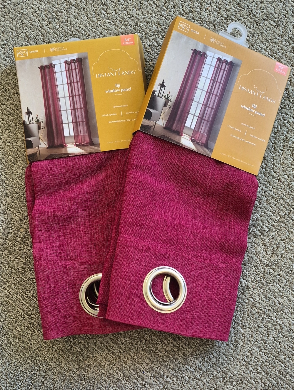 Magenta Window Panel Pair with Grommets